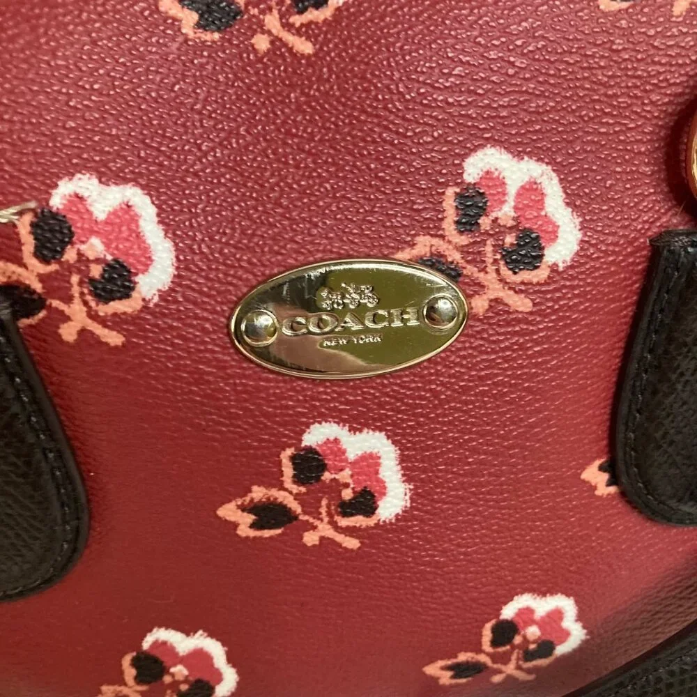 Womens Coach Bramble Rose MIni‎ Bennett Leather Satchel 9.5 x 6.5 x 4.5